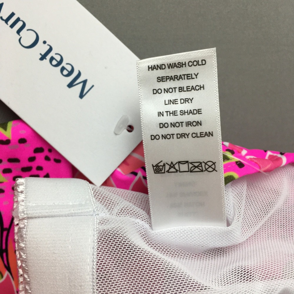 MeetCurve Pink Tropical Floral Halter Tankini Swim Top XL NWT Ruched Padded - Picture 5 of 10